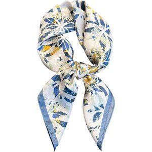 Pure Mulberry Blue White Square Scarf Women Soft Head Neck Scarf Gift Packed